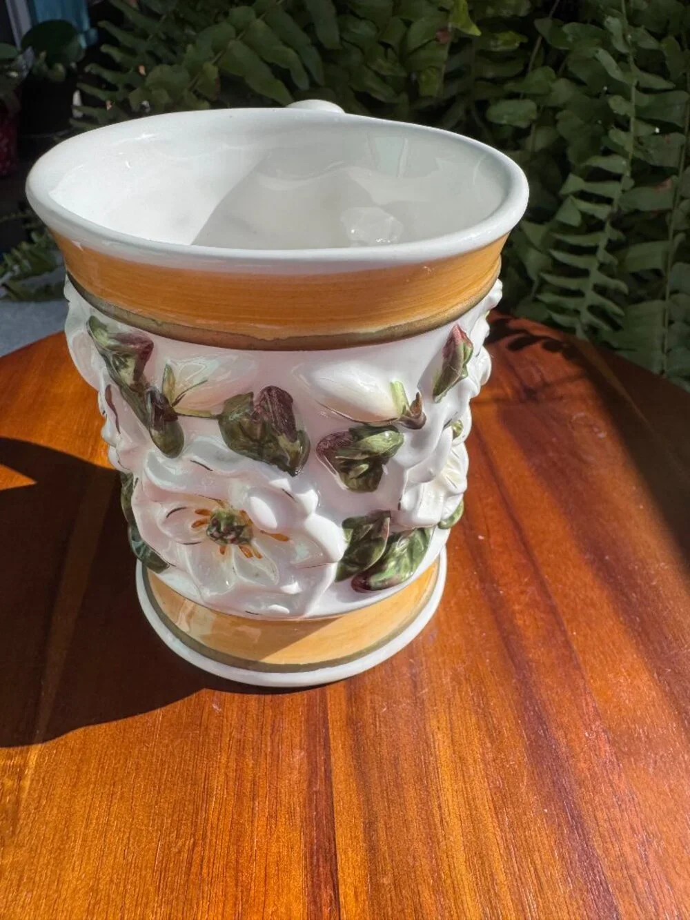 Vintage KK Ceramics 3D Magnolia Flower Coffee Mug